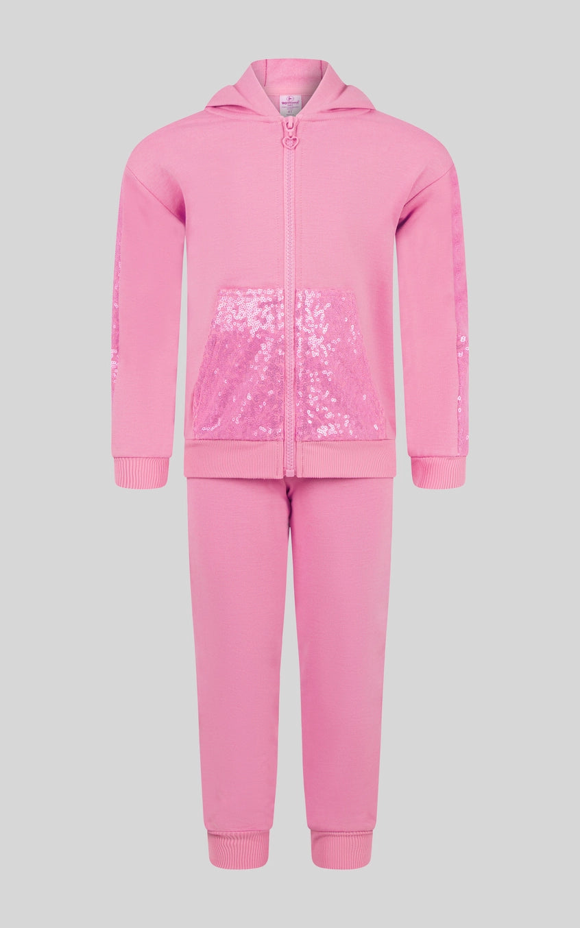 Toddler Girls Sequin Hoodie Jacket and Jogger Set